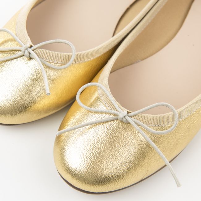 Gold metallic leather ballet flats