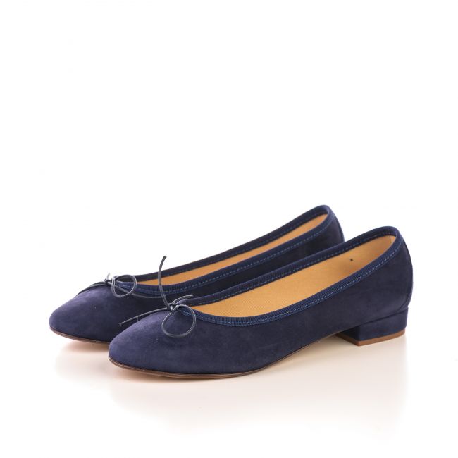 Blue suede medium heel ballet flats