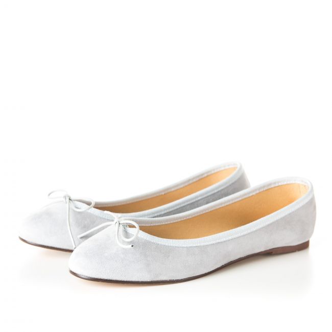 Pearl gray suede ballet flats