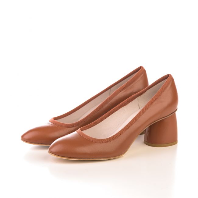 Rum leather pump ballet flats with high heel