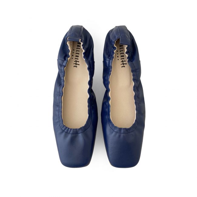 Bluette leather ballet flats with squared toe and elastic