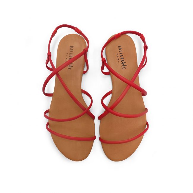 Red leather sandals with tubulars