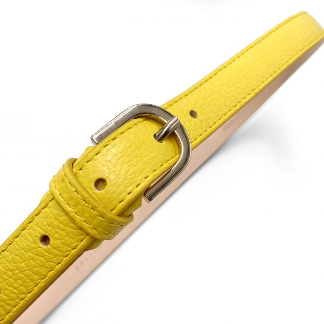 Cinturón de cuero amarillo para mujer