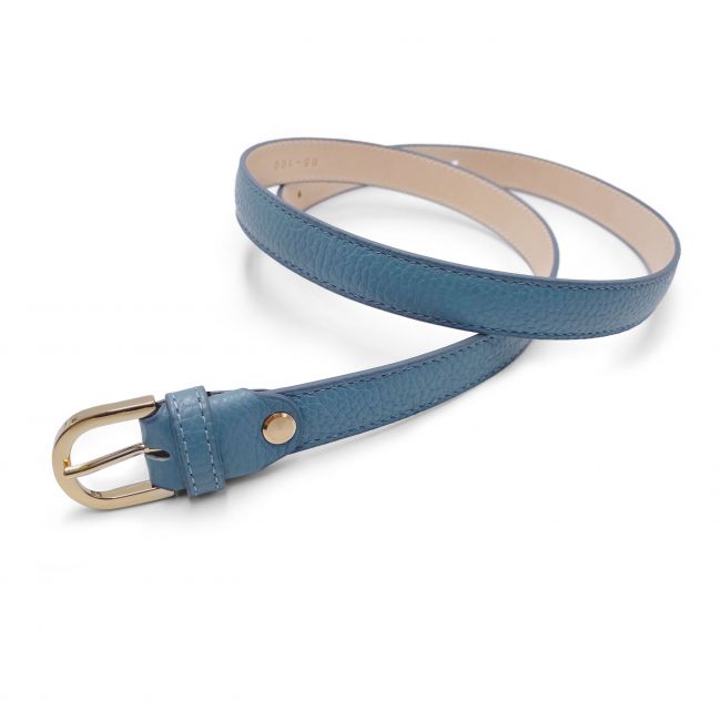 Cinturón de cuero azul índigo para mujer