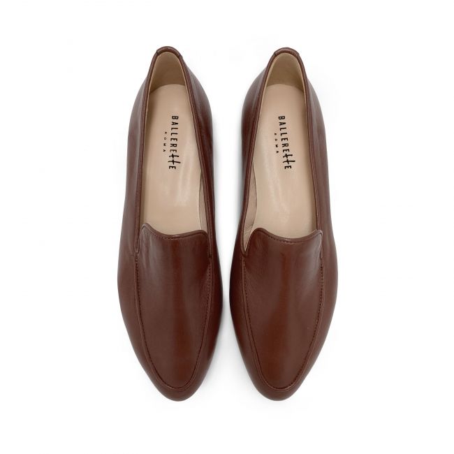 Women's chocolate brown leather loafers
