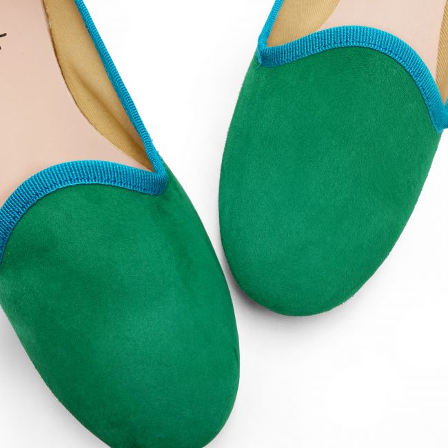 Women's loafers in emerald green suede
