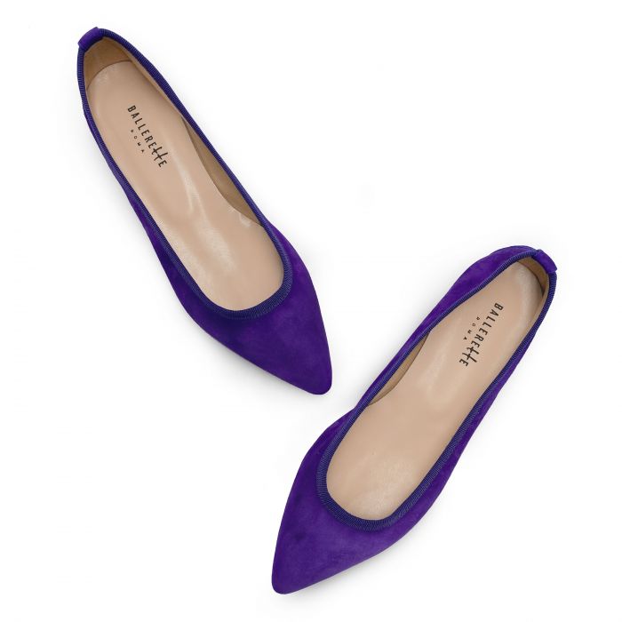Pointed toe purple suede ballet flats - Ballerette