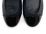 Black leather ballet flats with patent leather strap and toe