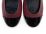 Burgundy leather ballet flats with patent leather strap and toe