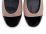 Powder pink leather ballet flats with patent leather strap and toe
