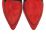 Red women's moccasins with green piping