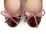Dusty pink leather ballet flats with burgundy toe and pink bow