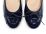 Blue patent leather ballet flats with heel