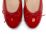 Red patent leather ballet flats with heel