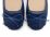 Royal blue leather moccasins with heel and fringes