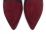 Burgundy suede women's pointed toe moccasins with gray piping
