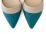 Teal jute d'Orsay ballet flats with beige leather details
