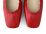 Red leather ballet flats with squared toe and elastic