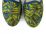 Blue and yellow jacquard loafers with tropical print