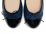 Blue leather ballerinas with high heel and patent toe