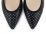 Pointed toe ballerinas in black leather with silver micro polka dots