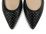 Pointed toe ballerinas in black leather with micro gold polka dots